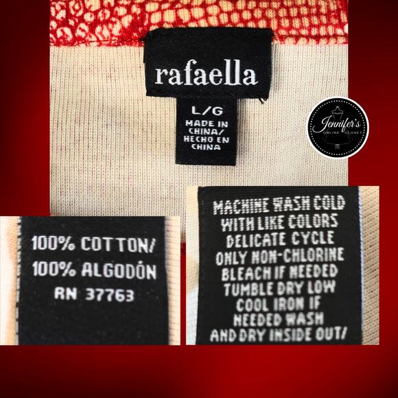 Rafaella Red Snakeskin Print Short Sleeve Knit Top Size Large - Picture 7 of 9